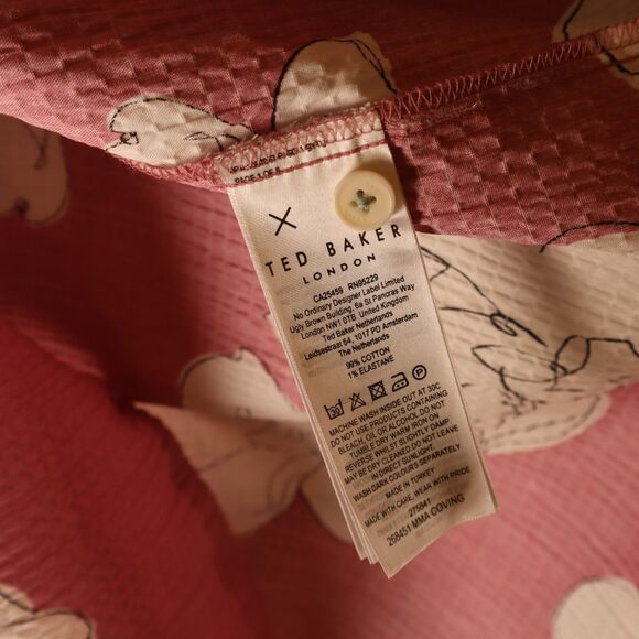 Ted Baker Coving Floral Seersucker Shirt Mens Size 5 XL** Pink Hawaiian Aloha - Picture 8 of 8